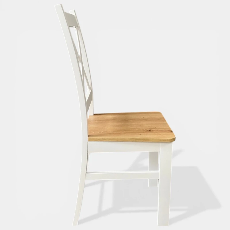 Krzesło krzyżak białe siedzisko artisan do jadalni seatbetter