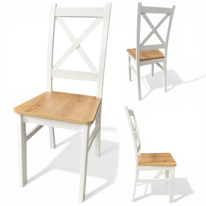 Krzesło krzyżak białe siedzisko artisan do jadalni seatbetter