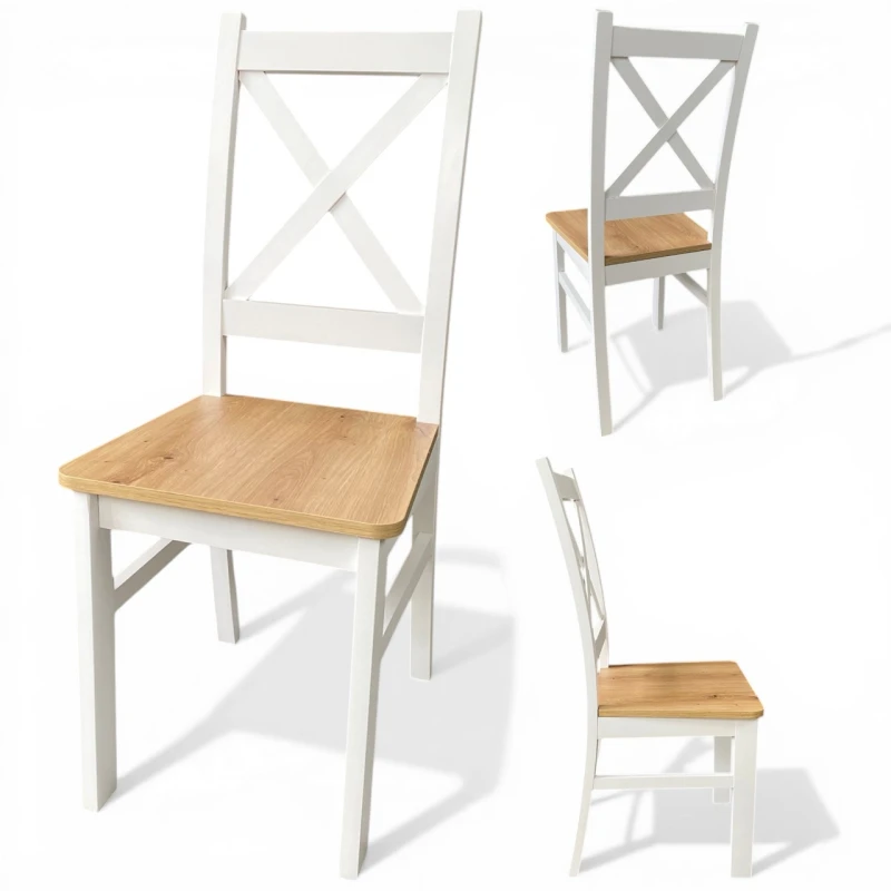 Krzesło krzyżak białe siedzisko artisan do jadalni seatbetter