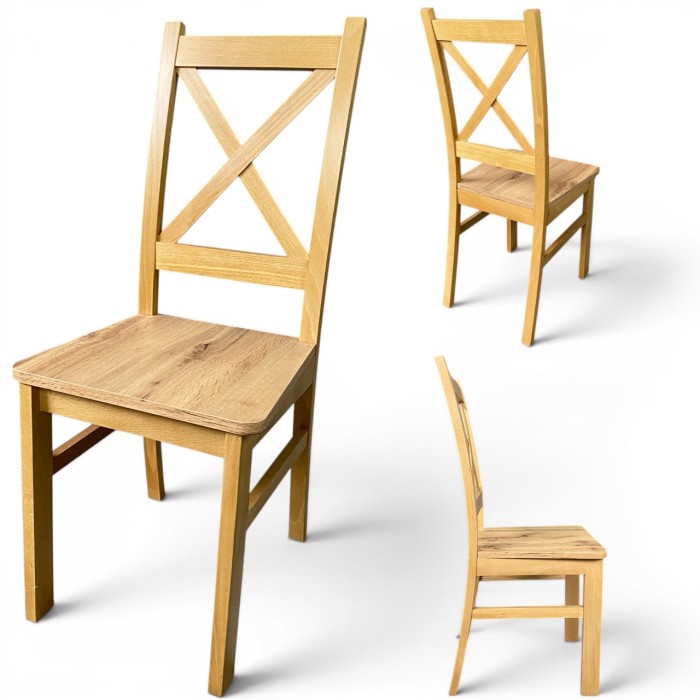 Krzesło krzyżak drewniane dąb wotan do jadalni salonu kuchni restauracji seatbetter
