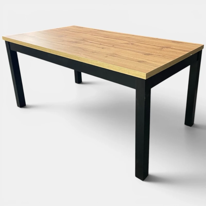 Duży stół rozkładany czarny blat dąb wotan 100x200/300 do salonu seatbetter
