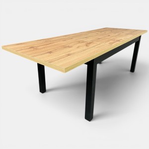 Duży stół rozkładany czarny blat dąb wotan 100x200/300 do salonu seatbetter