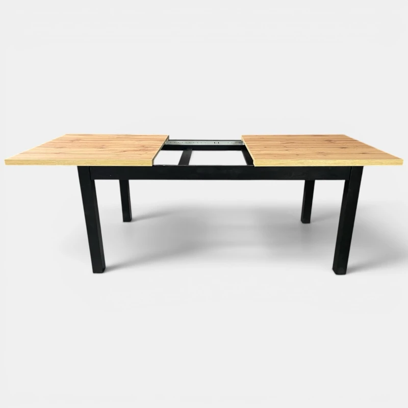 Duży stół rozkładany czarny blat dąb wotan 90x170/250 do salonu seatbetter