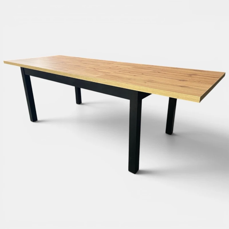 Duży stół rozkładany czarny blat dąb craft 90x170/250 do salonu seatbetter