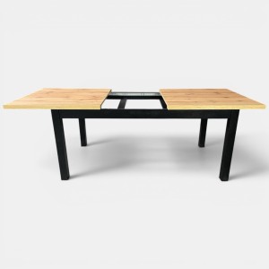 Duży stół rozkładany czarny blat dąb craft 90x170/250 do salonu seatbetter