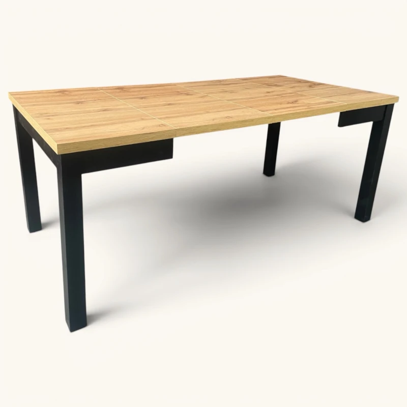 Stół rozkładany kwadratowy 90x90/290 na 12 osób drewniany czarny blat dab wotan seatbetter