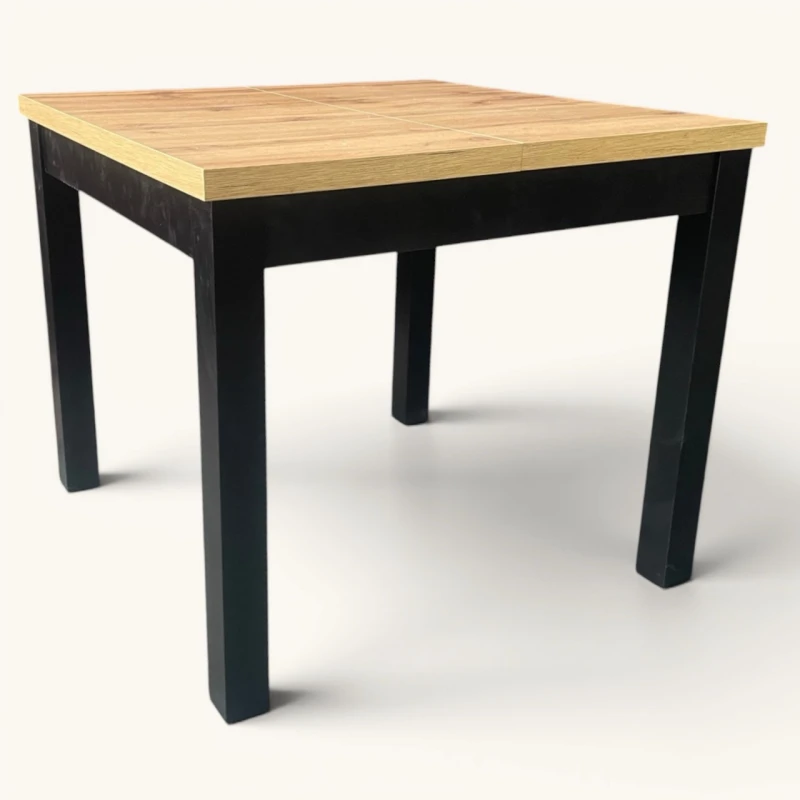 Stół rozkładany kwadratowy 90x90/290 na 12 osób drewniany czarny blat dab wotan seatbetter