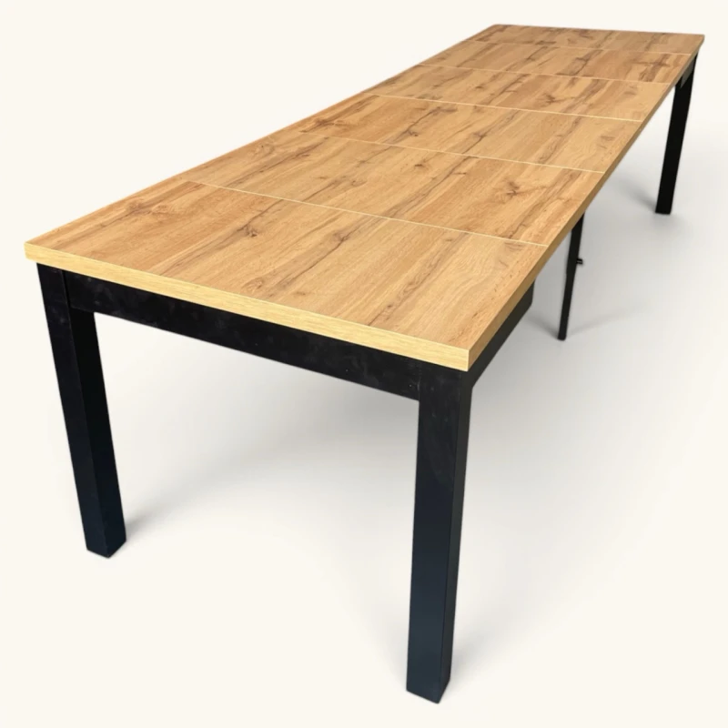 Stół rozkładany kwadratowy 90x90/290 na 12 osób drewniany czarny blat dab wotan seatbetter