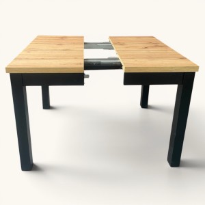 Stół rozkładany kwadratowy 90x90/290 na 12 osób drewniany czarny blat dab wotan seatbetter
