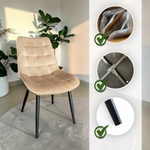 krzesło tapicerowane, krzesło welurowe, krzesło velvet, krzesło bluvel 28, krzesło beżowe, krzesło piaskowe, krzesło nude, krzesło do jadalni, krzesło do salonu, krzesło glamour, krzesło nowoczesne, krzesło na metalowych nogach, krzesło czarne nogi