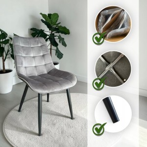 Komplet do jadalni stół drewniany czarny blat dąb artisan i 4 krzesła tapicerowane szare na metalowym stelażu w stylu loft nowoczesnym